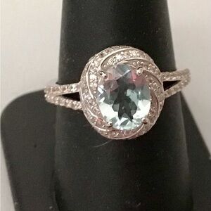 JTV Aquamarine Halo Ring
